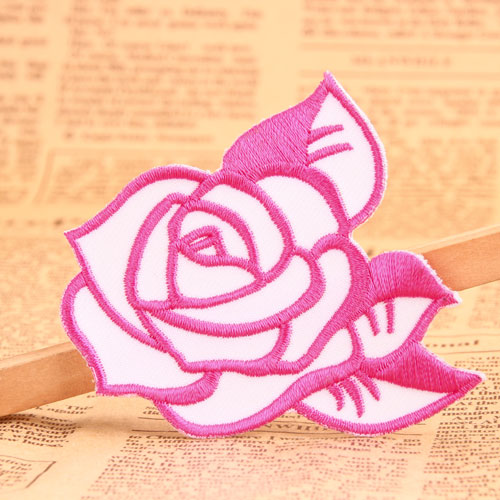 Pink Rose Embroidered Patches for Clothes