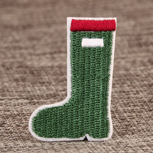 Green Boot Embroidered Patches